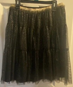 Black Tulle Skirt With Gold Speckles There Abouts Girl XL 16 - Picture 1 of 4