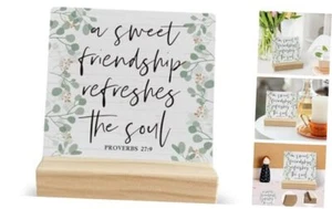 Christian Desk Decor, Bible Verse Decor Wood Desk Sign, Friendship Gifts for - Picture 1 of 8