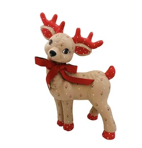 Vintage Keramik Weihnachten gesteppt Rentier Figur handbemalt Stechpalme Beeren - Bild 1 von 8
