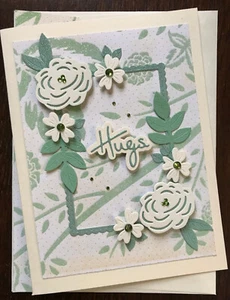 Handmade Greeting Card - Any Occasion Card, Hugs Card, Flowers - Picture 1 of 2