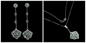 Sterling Silver Topaz Earring Pendant Genuine Natural Mined Gems With Chain - Picture 1 of 24