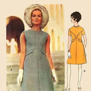 Patrón de la década de 1960, Valentino Vogue línea A vestido de una pieza, modisto - Imagen 1 de 2