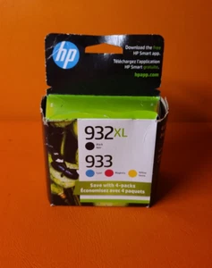 Oryginalne kolorowe wkłady atramentowe HP 932XL czarne 933 4-pak *NOWE zapieczętowane, zużycie pudełka* - Zdjęcie 1 z 5