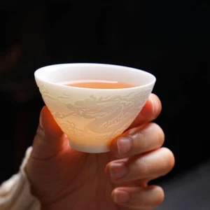 auf verkauf Porzellan Teetasse Drachenrelief 60ml Weiß Porzellan Keramik Meisterbecher Neu - Bild 1 von 5