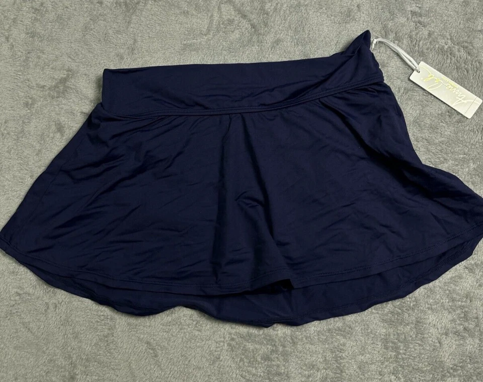 NWT Womens Large Swim Skirt Bikini Bottom Wide Ban Waist Navy Blue Anne Cole - Image 1 of 4
