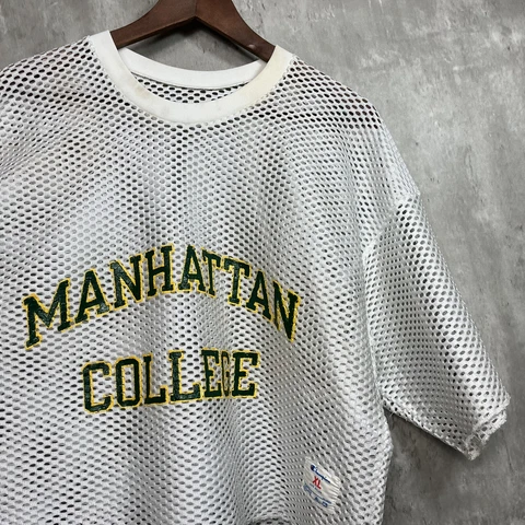 Vintage Champion Football Mesh Practice Jersey Sz XL Crop Top Manhattan College Cover