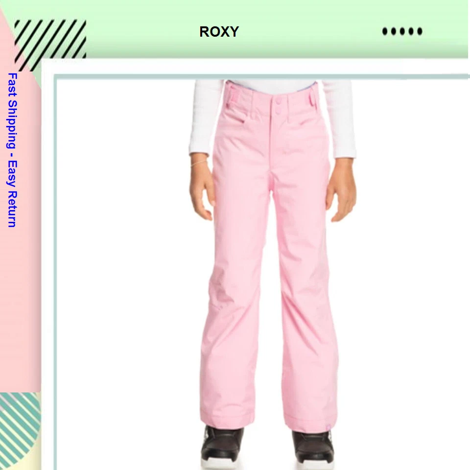 Roxy Girls Backyard Snow Pants with DryFlight Technology - Sz Medium Rose Pink