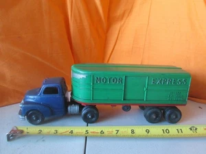 Vintage Plastic Hubley Kiddie Toys Semi & Express Trailer 12" LONG - Picture 1 of 8