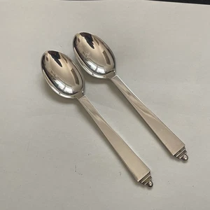 2 Georg Jensen Kaffeelöffel Pyramide In Versilbert - Bild 1 von 3