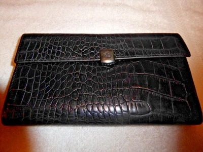 Ralph Lauren Women’s Black Leather Trifold Wallet Clutch - Image 1 of 4