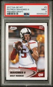 2017 SA-GE HIT Patrick Mahomes Premier Draft #5 MINT PSA 9 Rookie RC Sage Chiefs - Picture 1 of 3