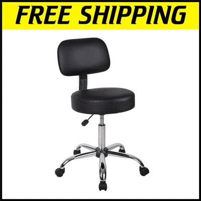 Versátil taburete médico negro con cojín trasero - acabado cromado y fácil limpieza Foto 1 de 4