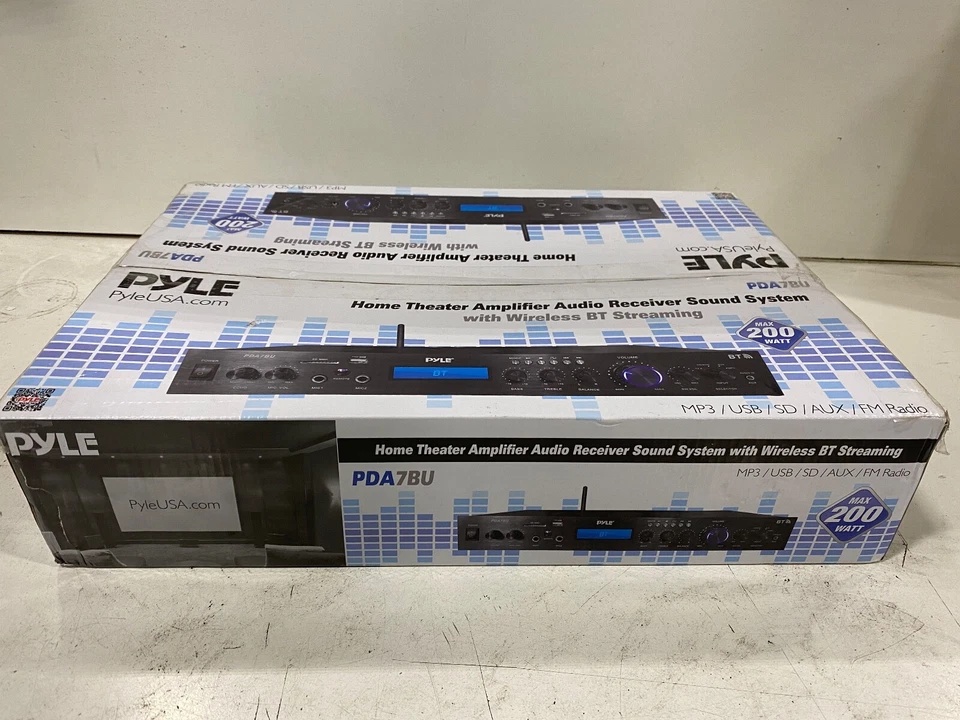 Pyle PDA7BU Home Theater Amplifier MP3/USB/SD/AUX/FM Black Bluetooth Receiver - Image 1 of 1