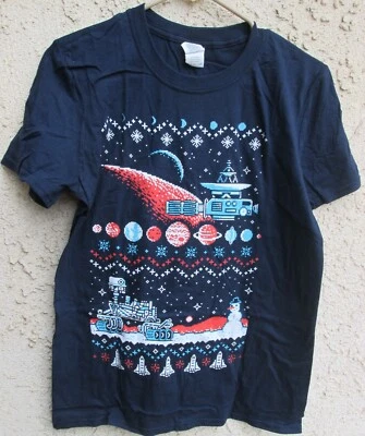 Retro 8-Bit Video Game Outer Space Winter T-Shirt S Mens Rover Snowman Shuttle - Image 1 of 4