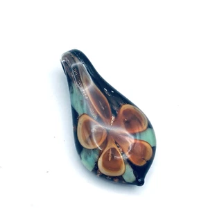 Colgante lágrima flor naranja vidrio hecho a mano estilo Murano vintage - Imagen 1 de 10