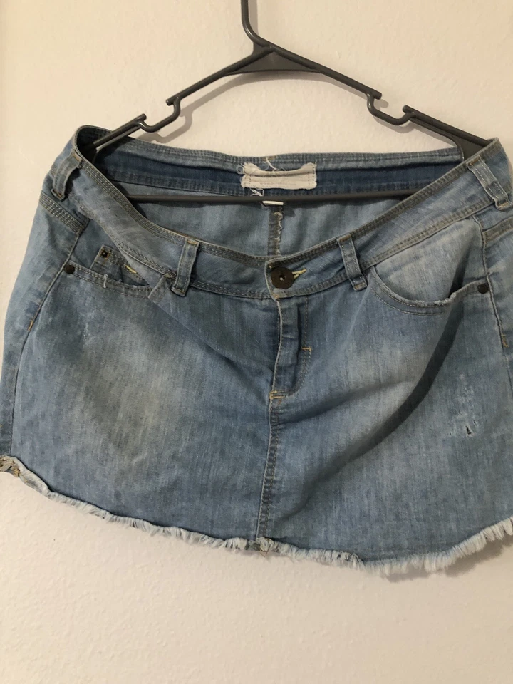 Bershka Denim Skirt Woman's   10 Distressed Mini Jean Skirt eu 40 - Image 1 of 4