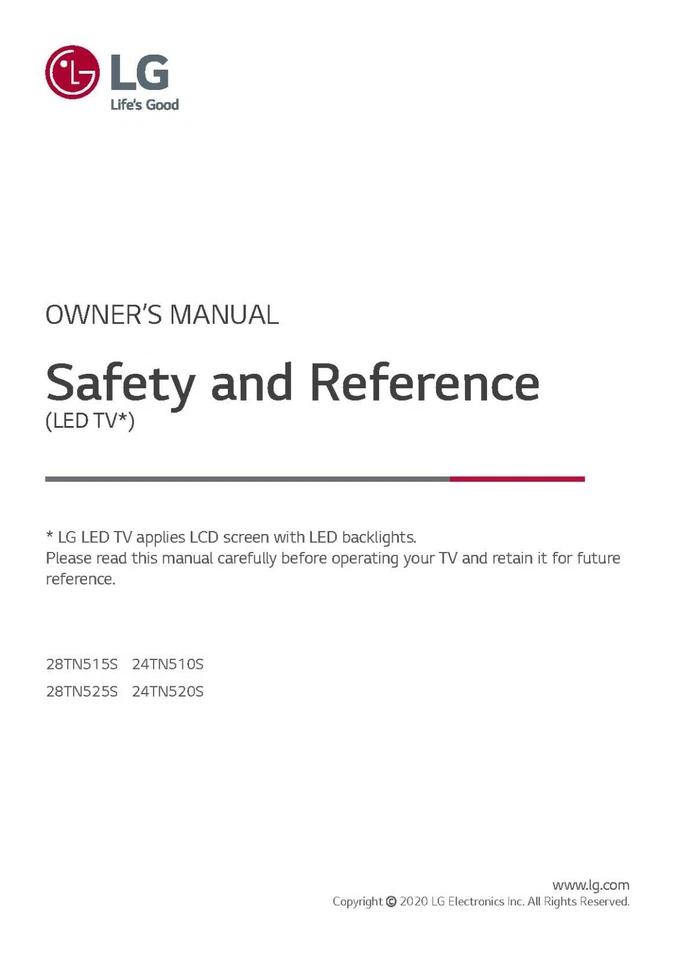 LG  TV  LG 24TN520S SERIES PRINTED INSTRUCTION MANUAL USER GUIDE ask for others - Image 1 of 1