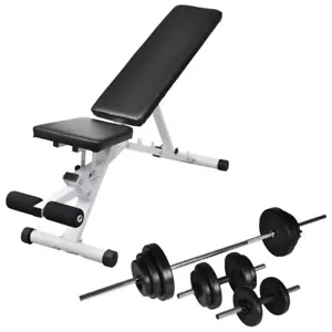 Adjustable Weight Bench With Barbell And Dumbbell Set Home Gym Fitness Workout - Picture 1 of 11