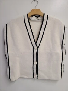 Poncho STYLE vest Cardigan KNIT Sweater Missy Ivory_ Size S/M - Picture 1 of 4