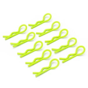 Yellow Thickened Medium-Ring Body Clips 45-degree 10P for 1/8 RC Buggy Car Truck - Picture 1 of 2