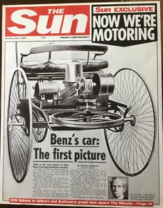 1886 POSTER/NEWSPAPER 1 PAGE : “NOW WE’RE MOTORING, NEW BENZ CAR, FIRST PICTURE” - Picture 1 of 17