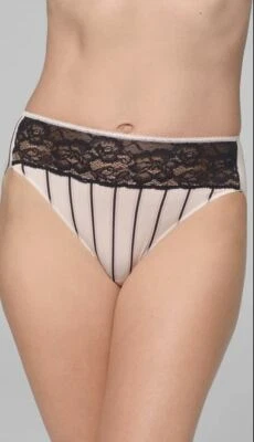 Soma Vanishing Edge XL Microfiber with Lace High Leg Brief Porcelain Stripe - Image 1 of 2