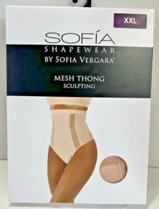 Sofia Shapewear Women's Almond Firm Control High Waist Shaping Mesh Thong Sz XXL - Picture 1 of 7