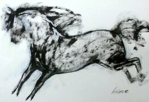 Bild " Pferd " Papier 44x63cm Acryl Kohle Original - Bild 1 von 1