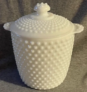 Anchor Hocking Hobnail Milk Glass Ice Bucket with Lid - Picture 1 of 8