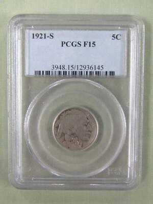 1921-S BUFFALO NICKEL PCGS F15 **KEY DATE** - Image 1 of 4