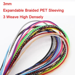 3MM Wide Tight Braided PET Expandable Sleeve Cable Wire Sheathing Mesh Loom Tube - Picture 1 of 25