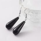 Handcrafted Minimalist Teardrop Black Onyx Natural Gemstone Pendant Earrings