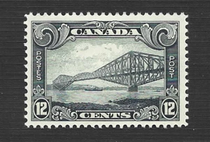 CANADA SC# 156 KG V "SCROLL" ISSUE, QUEBEC BRIDGE, 12c. MINT OG LHM - Picture 1 of 2