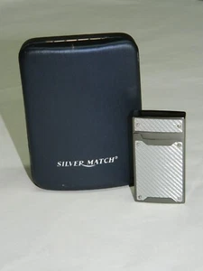 Accendino ELETTRONICO SILVER MATCH IN METALLO FIAMMA ANTIVENTO IDEA REGALO  J46 - Picture 1 of 11