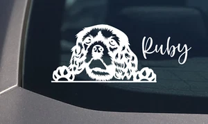 Cavalier King Charles Spaniel Peeking Dog Car Decal Vinyl Sticker Gift Dog Mum - Picture 1 of 12