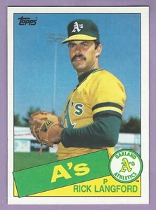 1985 Topps #347, Rick Langford, NM-MT, stain on back - Picture 1 of 2