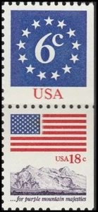 US 1892-1893 1893c Flag & Anthem 6c 18c vert pair MNH 1981 - Picture 1 of 1