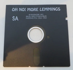 5.25" Floppy Disk OH NO! MORE LEMMINGS 1991 Psygnosis IBM Computer Game vtg - Picture 1 of 3