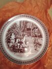 Spode Williams-Sonoma Saint Nick side plate with sleigh, cranberry colour