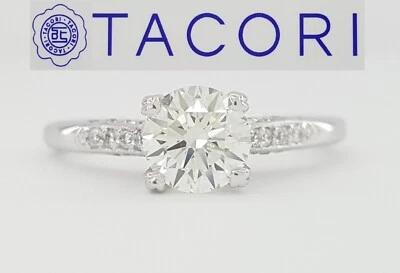 Anillo de compromiso de diamantes redondos Simply TACORI 0,78 quilates oro blanco de 18 k GIA RTL $8K Foto 1 de 4