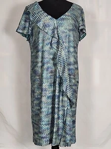 Gabby Sky Crochet  Knit Mod Knee Dress size 18W Ruffle Detail Short Sleeve Lined - Picture 1 of 16