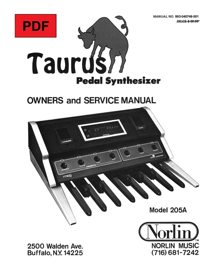 Moog Taurus Service Manual with Electronic Schematics - Изображение 1 из 1