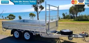 10x7 Galvanised Flat Top Trailer 3500kg ATM Headboard Sides Ele - Picture 1 of 6
