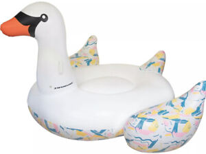 ✅ Swimline Giant Inflatable Mega 75” Ride On Swan Swimming Pool Water Float