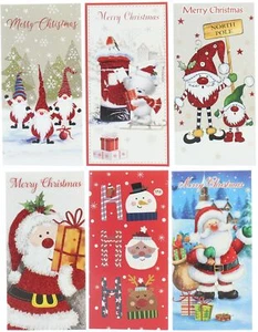 Paquete de 6 tarjetas de regalo y sobres billetera de dinero de Navidad - lindo Santa y muñeco de nieve - Imagen 1 de 3