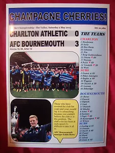 Charlton 0 AFC Bournemouth 3 - Bournemouth Champions - 2015 - Souvenir Print - Bild 1 von 1