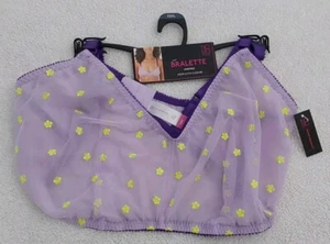 Bralette de malla bordada No Boundaries sin cables púrpura amarillo para mujer talla XXL - Imagen 1 de 3