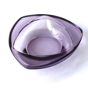 Vintage Amethyst Purple Glass Trinket Bowl Ashtray Mid Century Modern 1960/70s