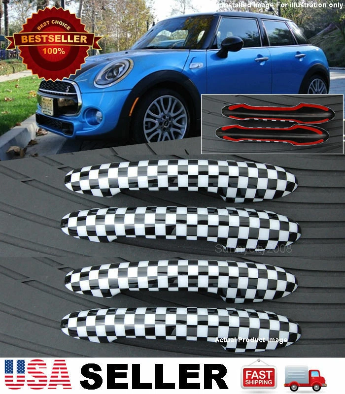 Cubiertas de manija de puerta exterior con patrón a cuadros 4 piezas para Mini Cooper F55 14-19 Foto 1 de 1