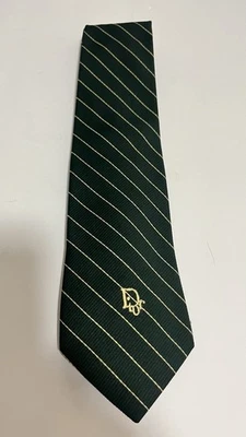Christian Dior CRAVATES Paris New York TIE Poliéster Verde Esmeralda y Tostado De Colección Foto 1 de 4